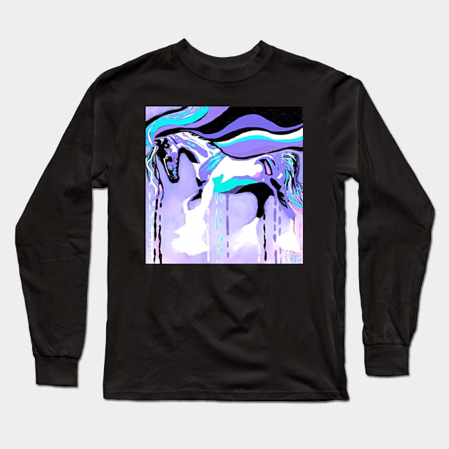 Flying Lavender Horse Long Sleeve T-Shirt by Overthetopsm